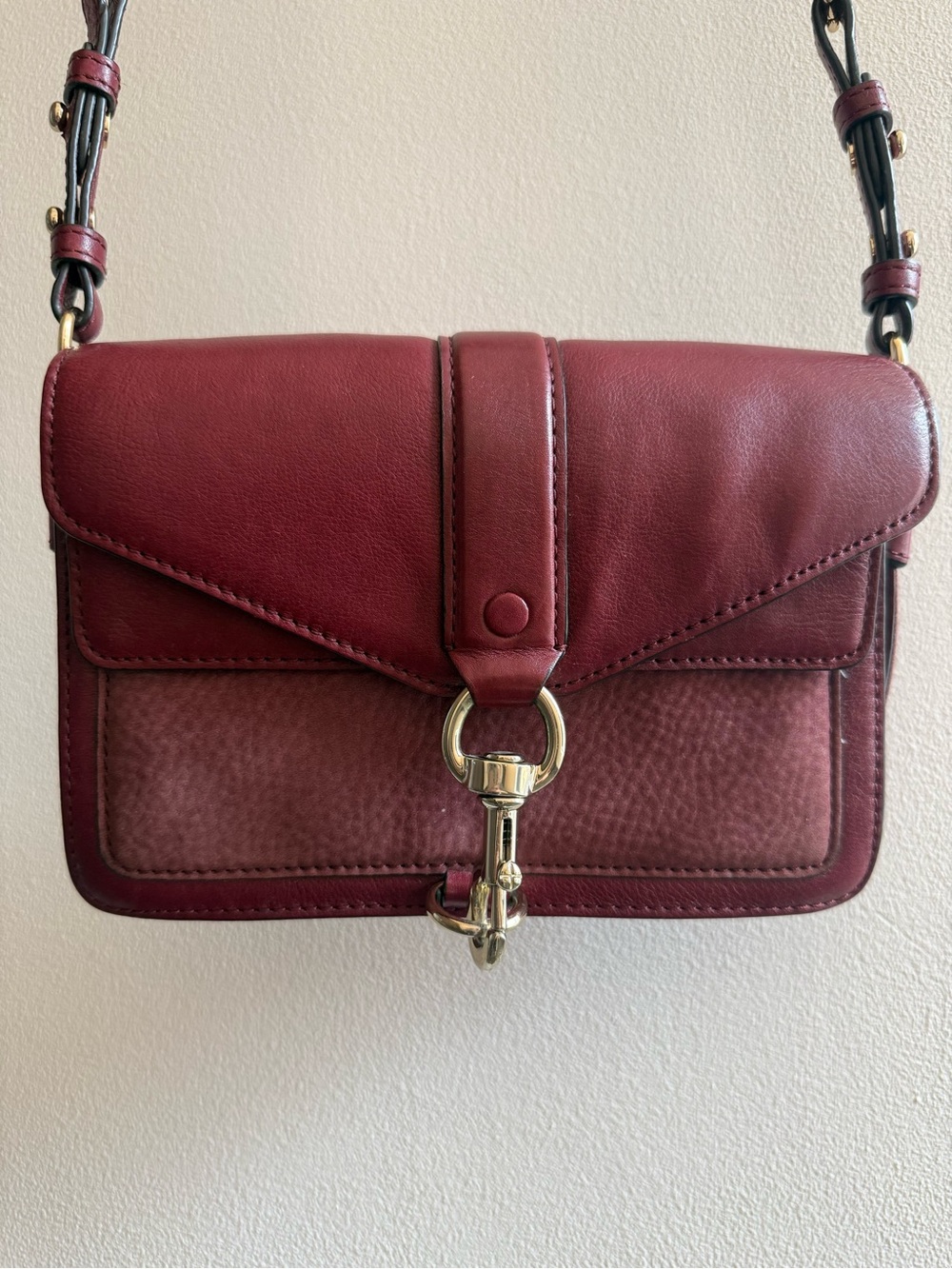 Rebecca Minkoff Burgundy Leather Crossbody with Gold Hardware